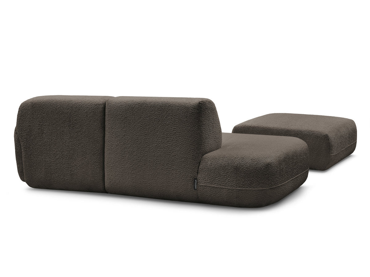 Anda - Modular Fixed Corner Sofa with 1 Chaise Longue, 1 Armless End Unit and 1 Pouffe - Right-Hand Corner