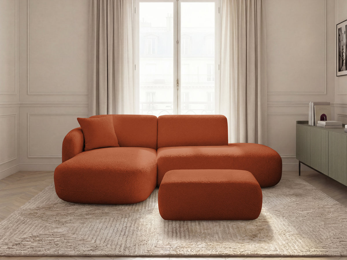 Anda - Modular Fixed Corner Sofa with 1 Chaise Longue, 1 Armless End Unit and 1 Pouffe - Left-Hand Corner