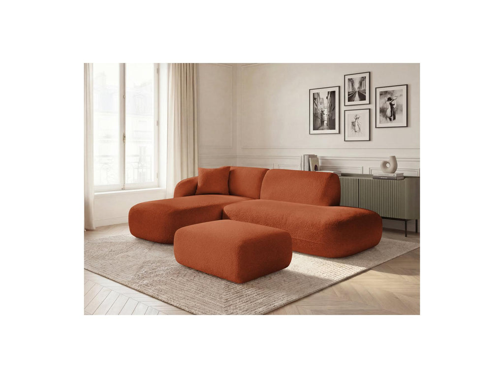 Anda - Modular Fixed Corner Sofa with 1 Chaise Longue, 1 Armless End Unit and 1 Pouffe - Left-Hand Corner