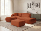 Anda - Modular Fixed Corner Sofa with 1 Chaise Longue, 1 Armless End Unit and 1 Pouffe - Left-Hand Corner