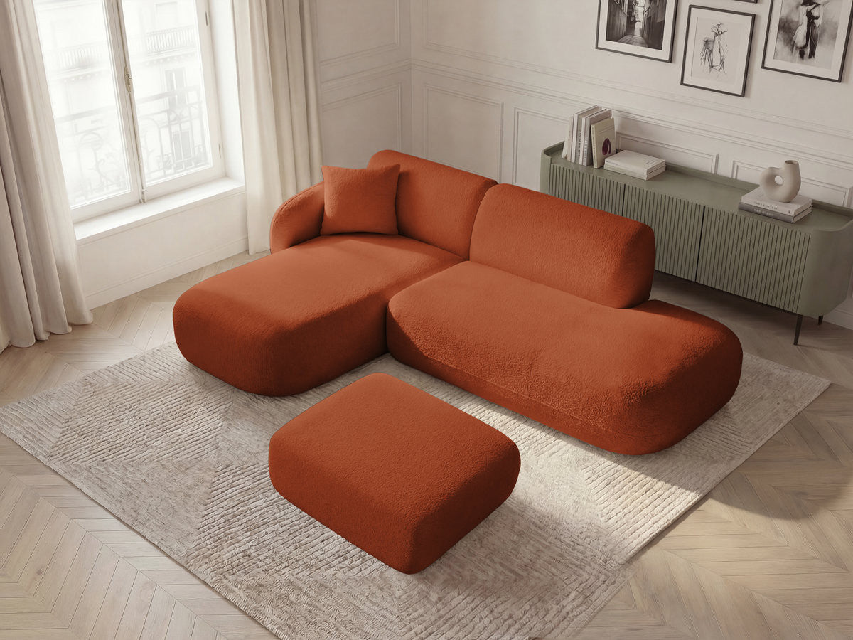 Anda - Modular Fixed Corner Sofa with 1 Chaise Longue, 1 Armless End Unit and 1 Pouffe - Left-Hand Corner