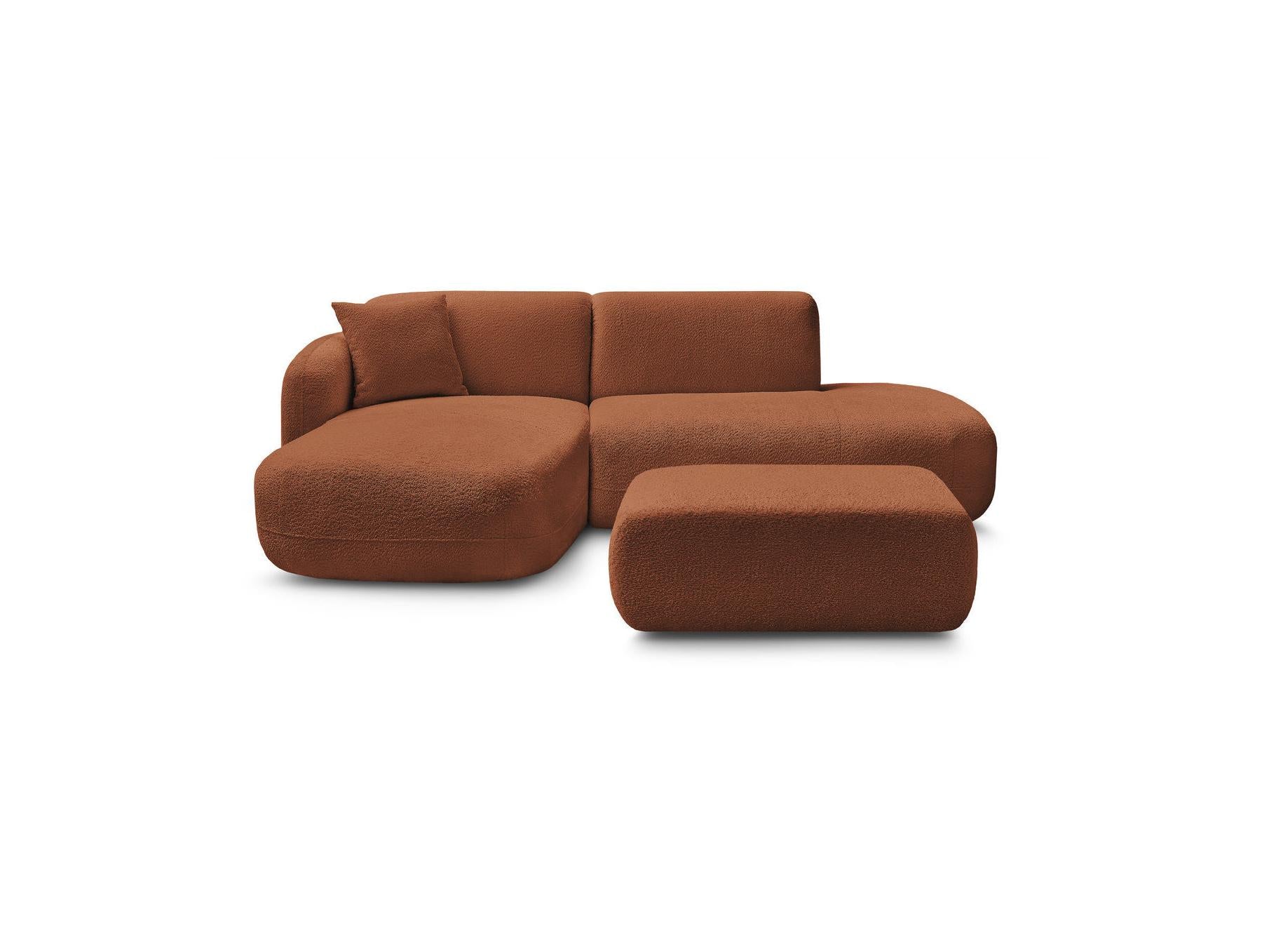 Anda - Modular Fixed Corner Sofa with 1 Chaise Longue, 1 Armless End Unit and 1 Pouffe - Left-Hand Corner