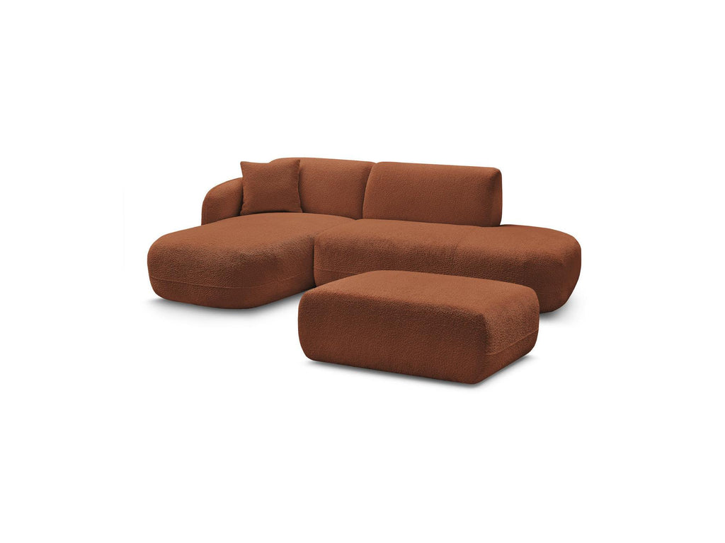 Anda - Modular Fixed Corner Sofa with 1 Chaise Longue, 1 Armless End Unit and 1 Pouffe - Left-Hand Corner