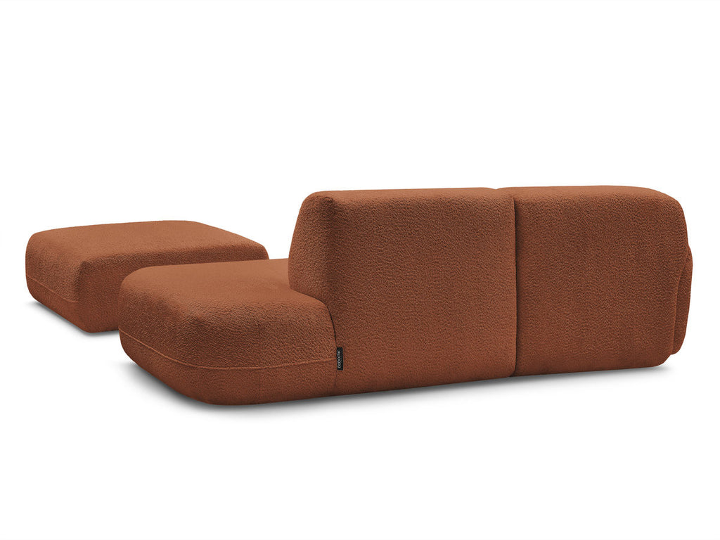 Anda - Modular Fixed Corner Sofa with 1 Chaise Longue, 1 Armless End Unit and 1 Pouffe - Left-Hand Corner