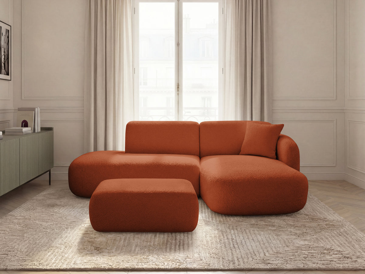 Anda - Modular Fixed Corner Sofa with 1 Chaise Longue, 1 Armless End Unit and 1 Pouffe - Right-Hand Corner