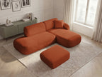 Anda - Modular Fixed Corner Sofa with 1 Chaise Longue, 1 Armless End Unit and 1 Pouffe - Right-Hand Corner