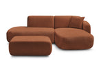 Anda - Modular Fixed Corner Sofa with 1 Chaise Longue, 1 Armless End Unit and 1 Pouffe - Right-Hand Corner