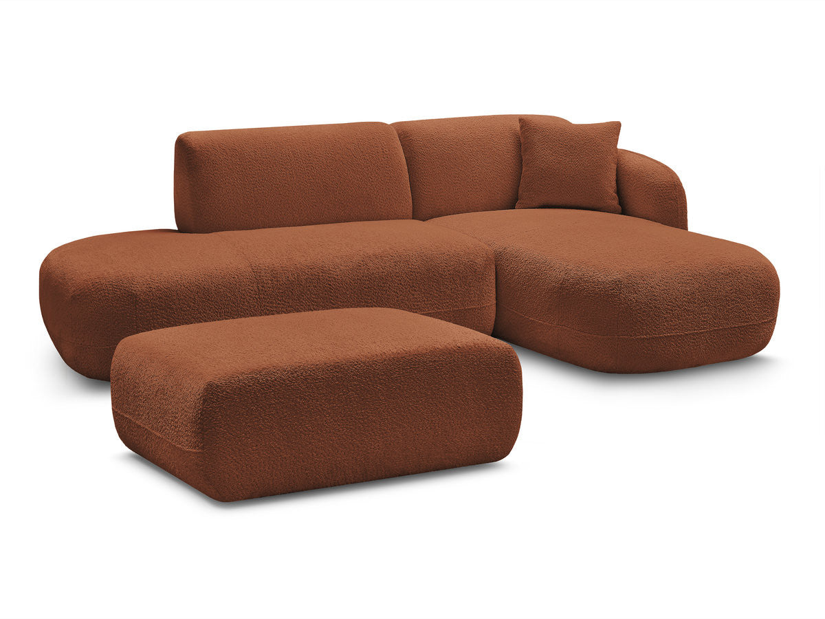 Anda - Modular Fixed Corner Sofa with 1 Chaise Longue, 1 Armless End Unit and 1 Pouffe - Right-Hand Corner