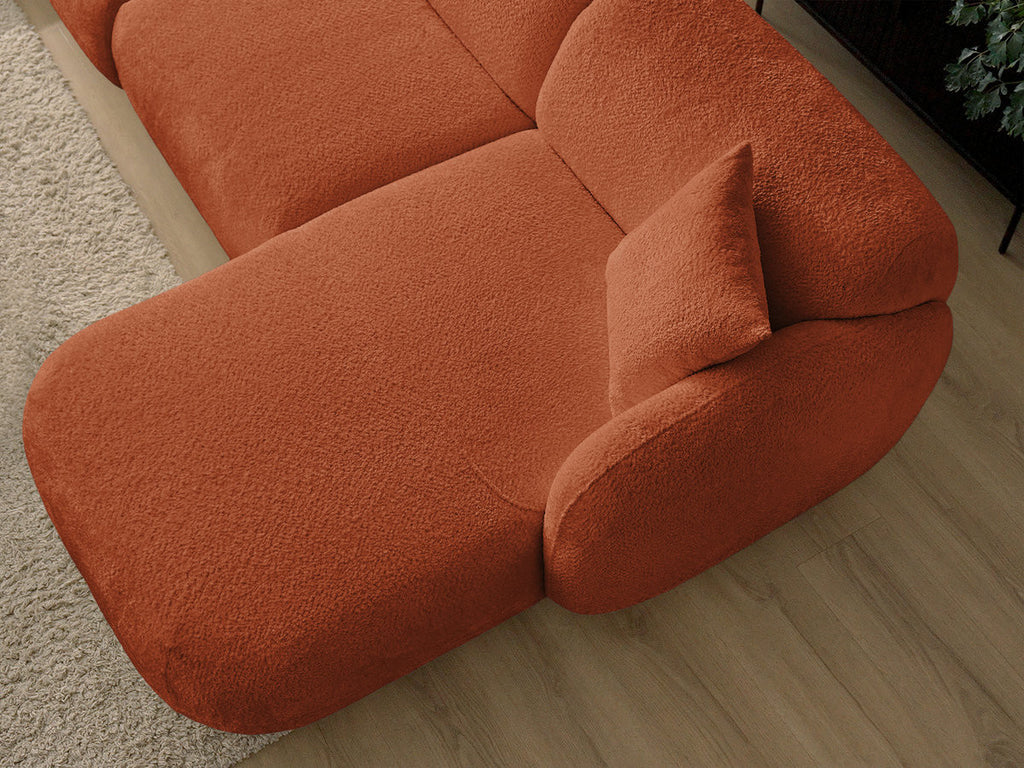 Anda - Modular Fixed Corner Sofa with 1 Chaise Longue, 1 Armless End Unit and 1 Pouffe - Right-Hand Corner