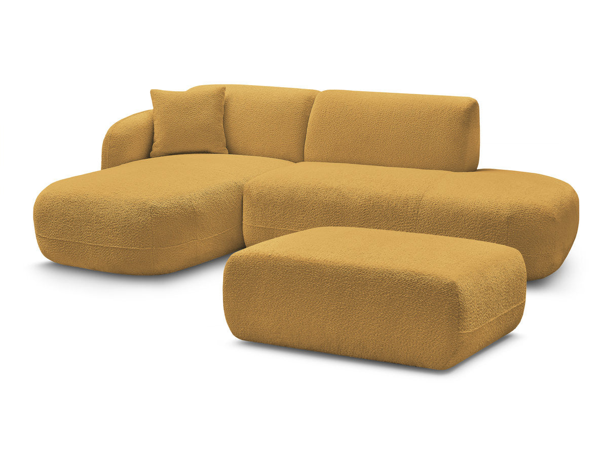 Anda - Modular Fixed Corner Sofa with 1 Chaise Longue, 1 Armless End Unit and 1 Pouffe - Left-Hand Corner