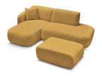 Anda - Modular Fixed Corner Sofa with 1 Chaise Longue, 1 Armless End Unit and 1 Pouffe - Left-Hand Corner