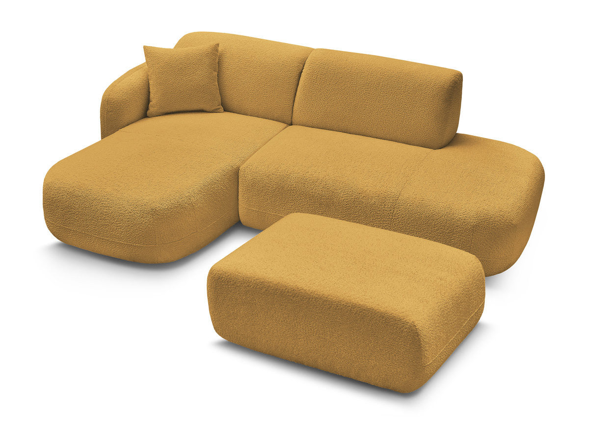 Anda - Modular Fixed Corner Sofa with 1 Chaise Longue, 1 Armless End Unit and 1 Pouffe - Left-Hand Corner