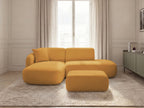 Anda - Modular Fixed Corner Sofa with 1 Chaise Longue, 1 Armless End Unit and 1 Pouffe - Left-Hand Corner
