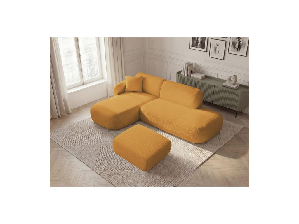 Anda - Modular Fixed Corner Sofa with 1 Chaise Longue, 1 Armless End Unit and 1 Pouffe - Left-Hand Corner
