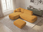 Anda - Modular Fixed Corner Sofa with 1 Chaise Longue, 1 Armless End Unit and 1 Pouffe - Left-Hand Corner