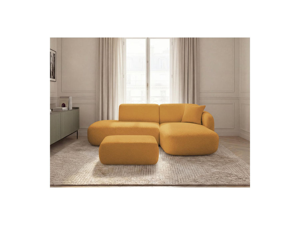 Anda - Modular Fixed Corner Sofa with 1 Chaise Longue, 1 Armless End Unit and 1 Pouffe - Right-Hand Corner