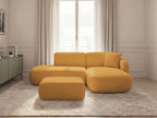 Anda - Modular Fixed Corner Sofa with 1 Chaise Longue, 1 Armless End Unit and 1 Pouffe - Right-Hand Corner