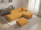 Anda - Modular Fixed Corner Sofa with 1 Chaise Longue, 1 Armless End Unit and 1 Pouffe - Right-Hand Corner