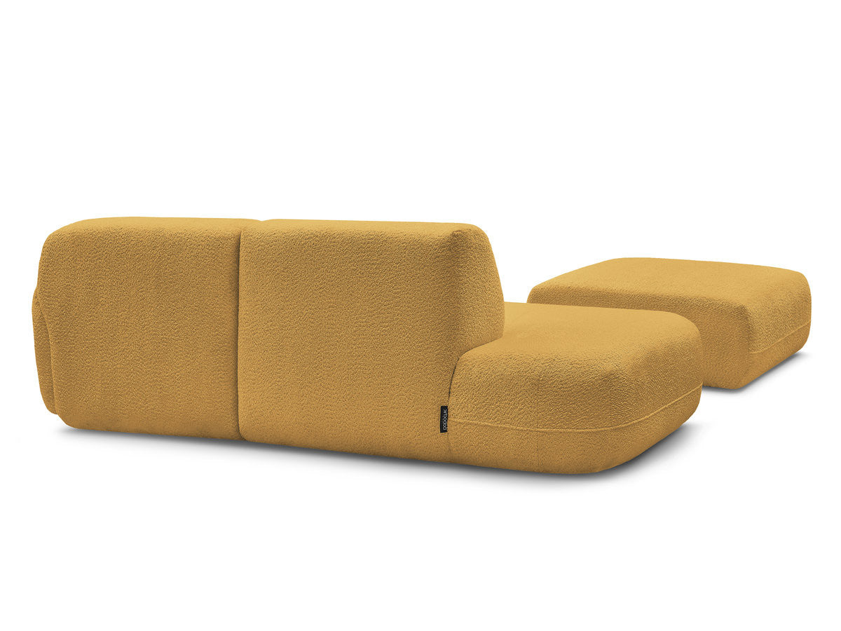 Anda - Modular Fixed Corner Sofa with 1 Chaise Longue, 1 Armless End Unit and 1 Pouffe - Right-Hand Corner