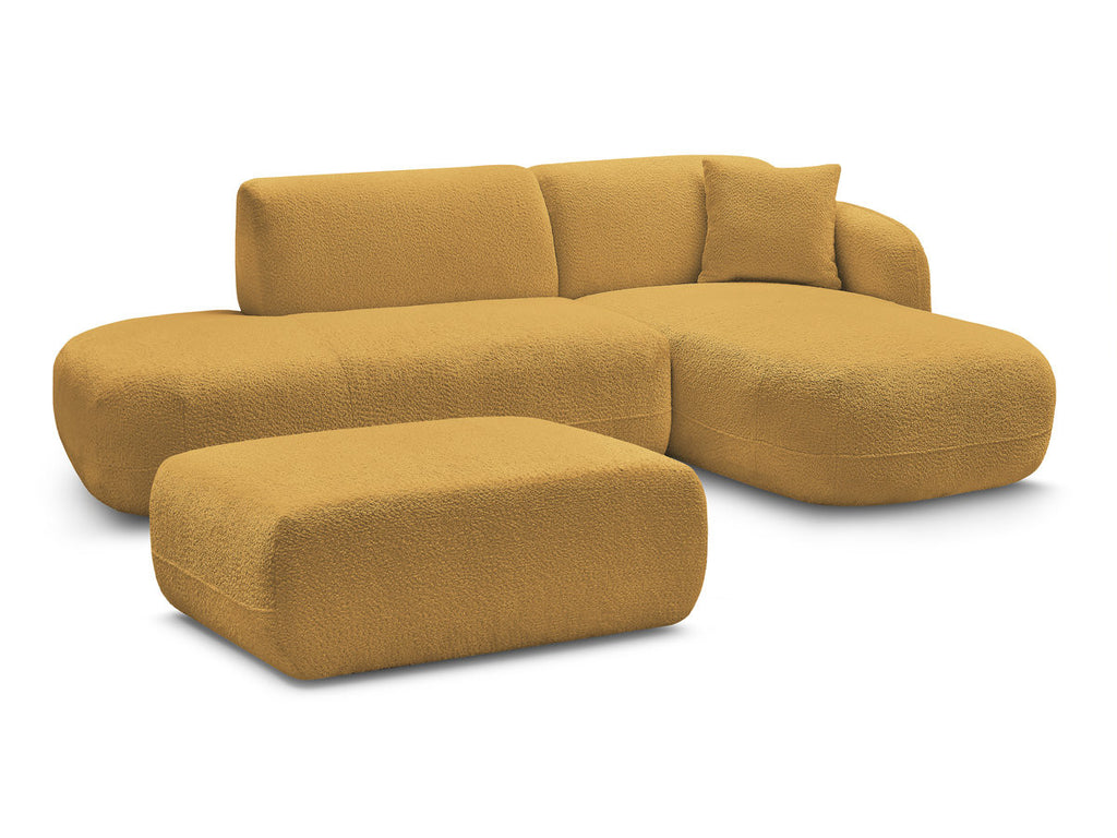 Anda - Modular Fixed Corner Sofa with 1 Chaise Longue, 1 Armless End Unit and 1 Pouffe - Right-Hand Corner