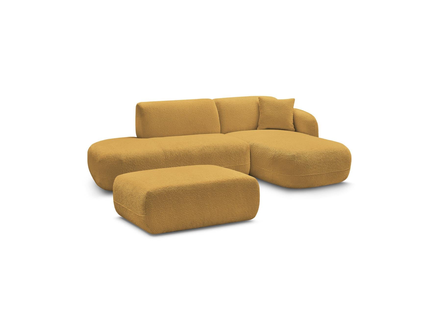 Anda - Modular Fixed Corner Sofa with 1 Chaise Longue, 1 Armless End Unit and 1 Pouffe - Right-Hand Corner