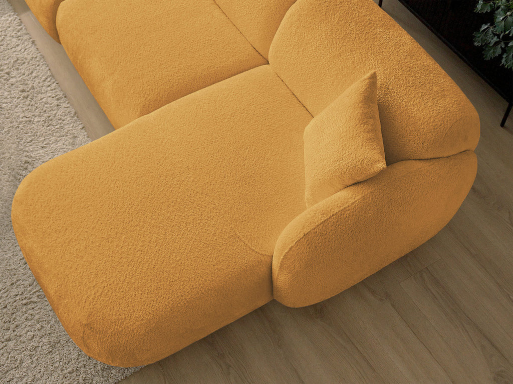 Anda - Modular Fixed Corner Sofa with 1 Chaise Longue, 1 Armless End Unit and 1 Pouffe - Right-Hand Corner