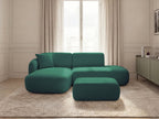 Anda - Modular Fixed Corner Sofa with 1 Chaise Longue, 1 Armless End Unit and 1 Pouffe - Left-Hand Corner