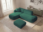 Anda - Modular Fixed Corner Sofa with 1 Chaise Longue, 1 Armless End Unit and 1 Pouffe - Left-Hand Corner