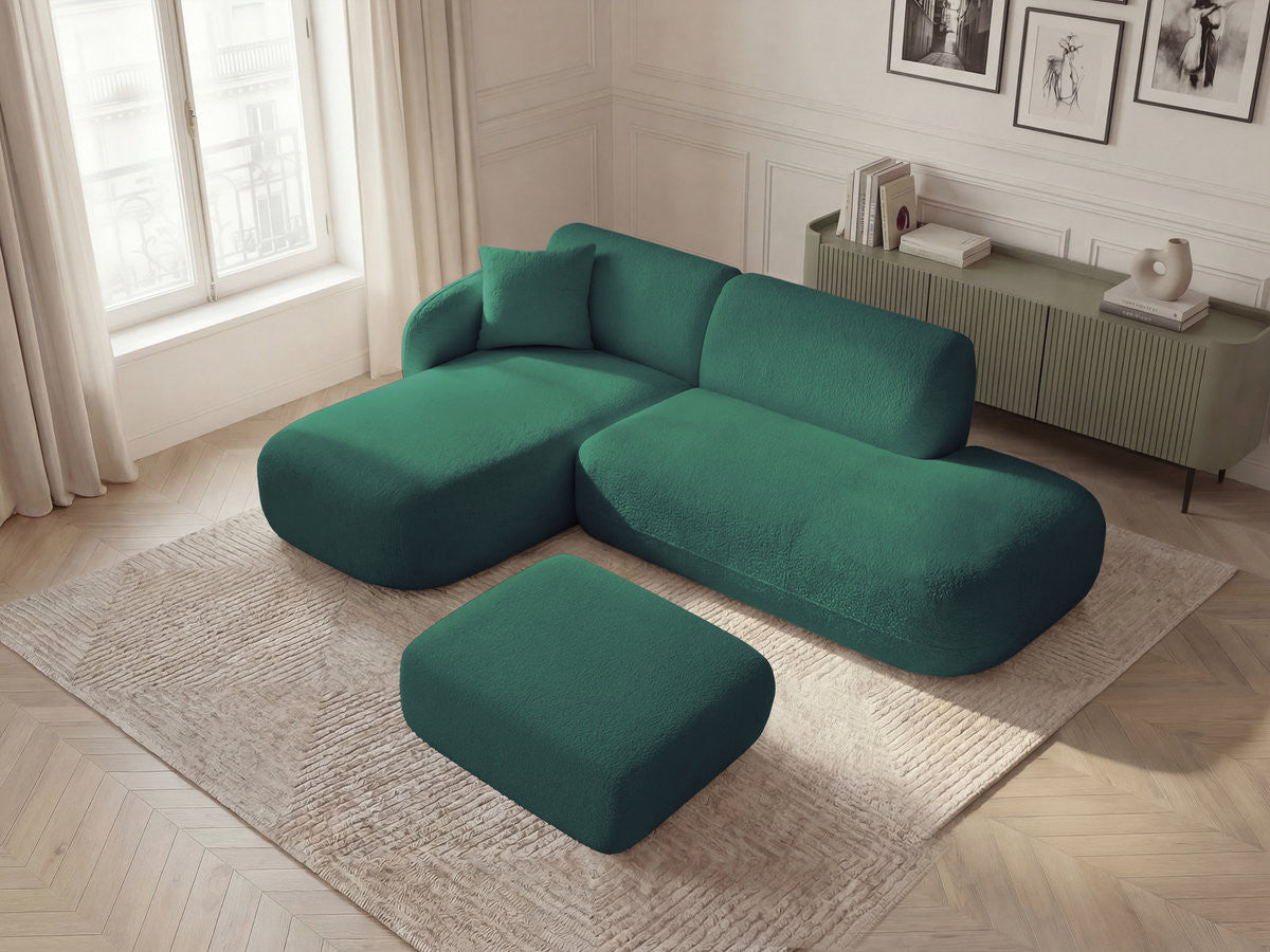 Anda - Modular Fixed Corner Sofa with 1 Chaise Longue, 1 Armless End Unit and 1 Pouffe - Left-Hand Corner