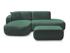 Anda - Modular Fixed Corner Sofa with 1 Chaise Longue, 1 Armless End Unit and 1 Pouffe - Left-Hand Corner