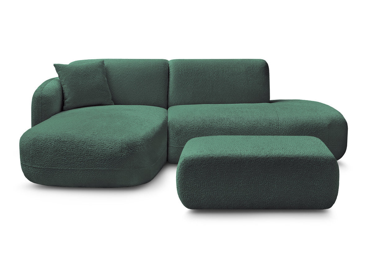 Anda - Modular Fixed Corner Sofa with 1 Chaise Longue, 1 Armless End Unit and 1 Pouffe - Left-Hand Corner