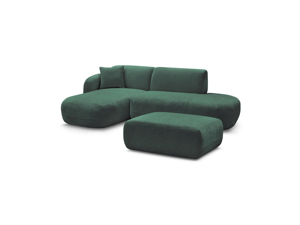 Anda - Modular Fixed Corner Sofa with 1 Chaise Longue, 1 Armless End Unit and 1 Pouffe - Left-Hand Corner