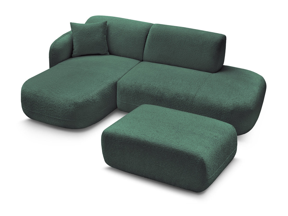 Anda - Modular Fixed Corner Sofa with 1 Chaise Longue, 1 Armless End Unit and 1 Pouffe - Left-Hand Corner