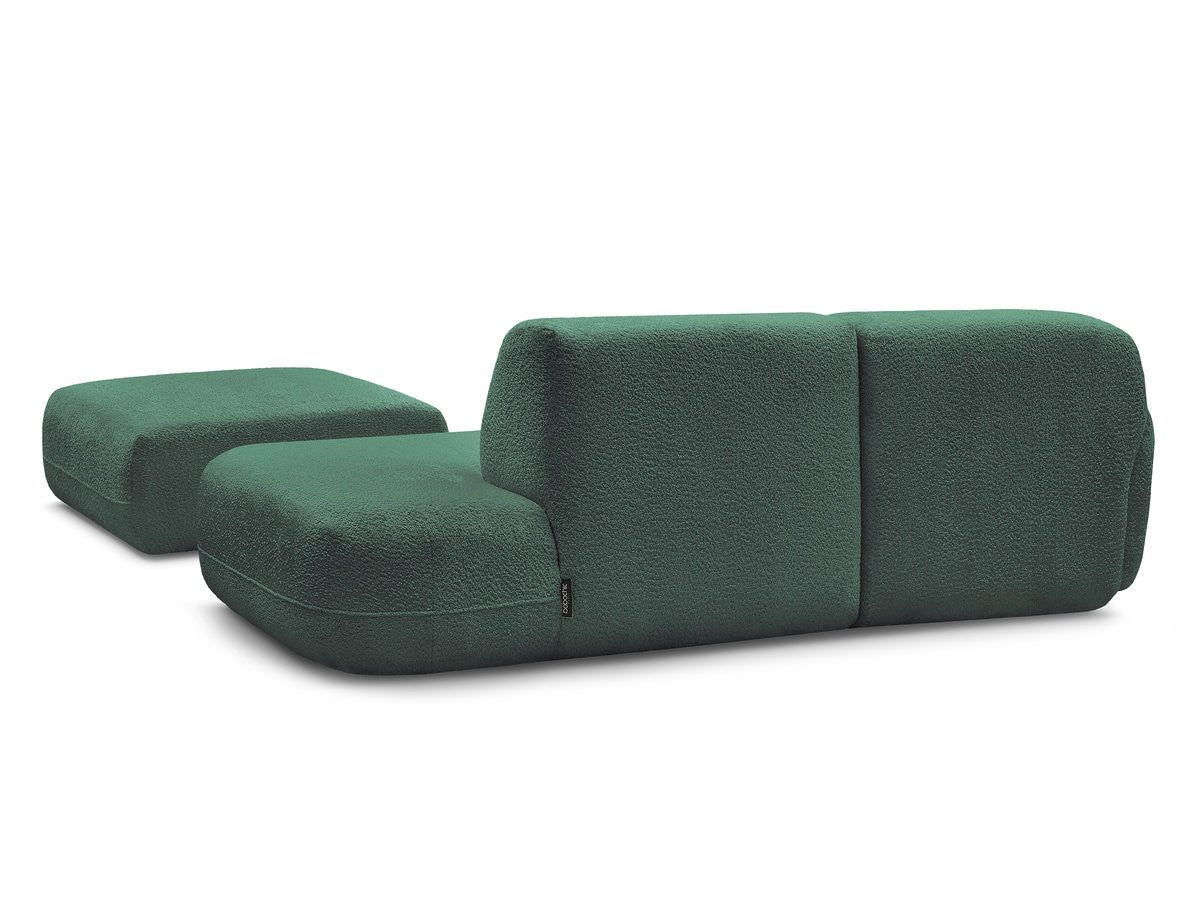 Anda - Modular Fixed Corner Sofa with 1 Chaise Longue, 1 Armless End Unit and 1 Pouffe - Left-Hand Corner