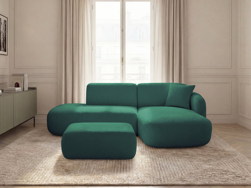 Anda - Modular Fixed Corner Sofa with 1 Chaise Longue, 1 Armless End Unit and 1 Pouffe - Right-Hand Corner