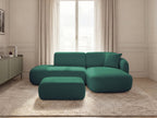 Anda - Modular Fixed Corner Sofa with 1 Chaise Longue, 1 Armless End Unit and 1 Pouffe - Right-Hand Corner