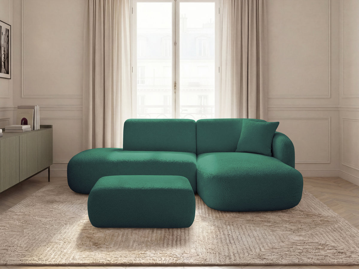 Anda - Modular Fixed Corner Sofa with 1 Chaise Longue, 1 Armless End Unit and 1 Pouffe - Right-Hand Corner