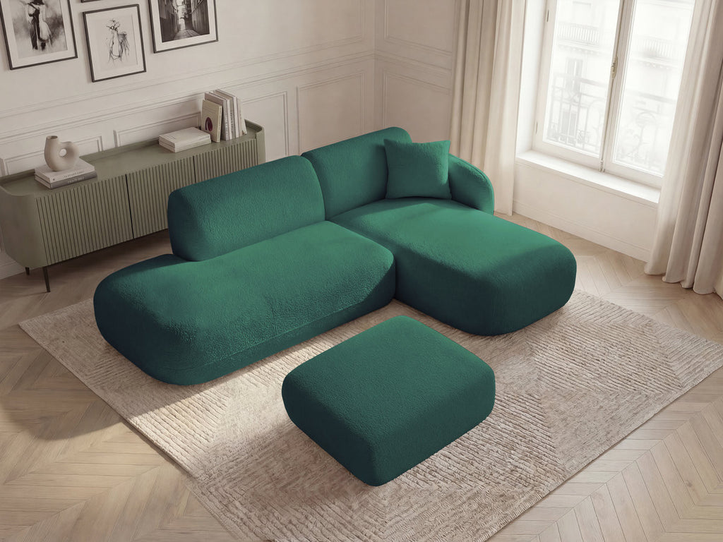 Anda - Modular Fixed Corner Sofa with 1 Chaise Longue, 1 Armless End Unit and 1 Pouffe - Right-Hand Corner