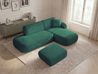 Anda - Modular Fixed Corner Sofa with 1 Chaise Longue, 1 Armless End Unit and 1 Pouffe - Right-Hand Corner