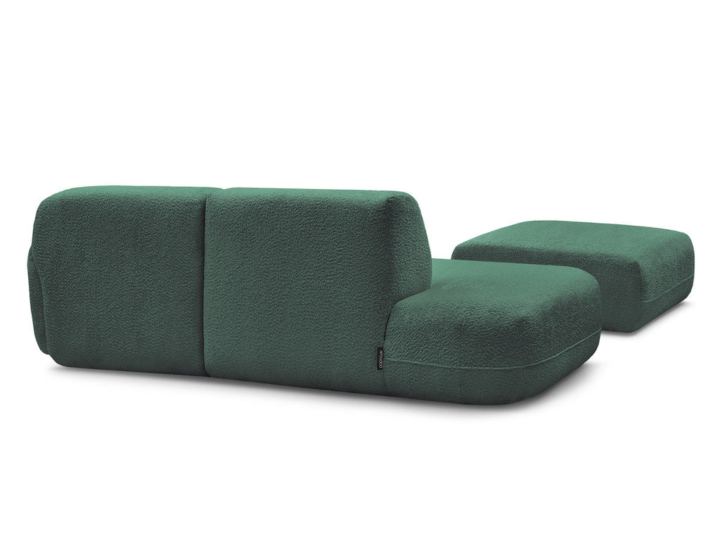 Anda - Modular Fixed Corner Sofa with 1 Chaise Longue, 1 Armless End Unit and 1 Pouffe - Right-Hand Corner