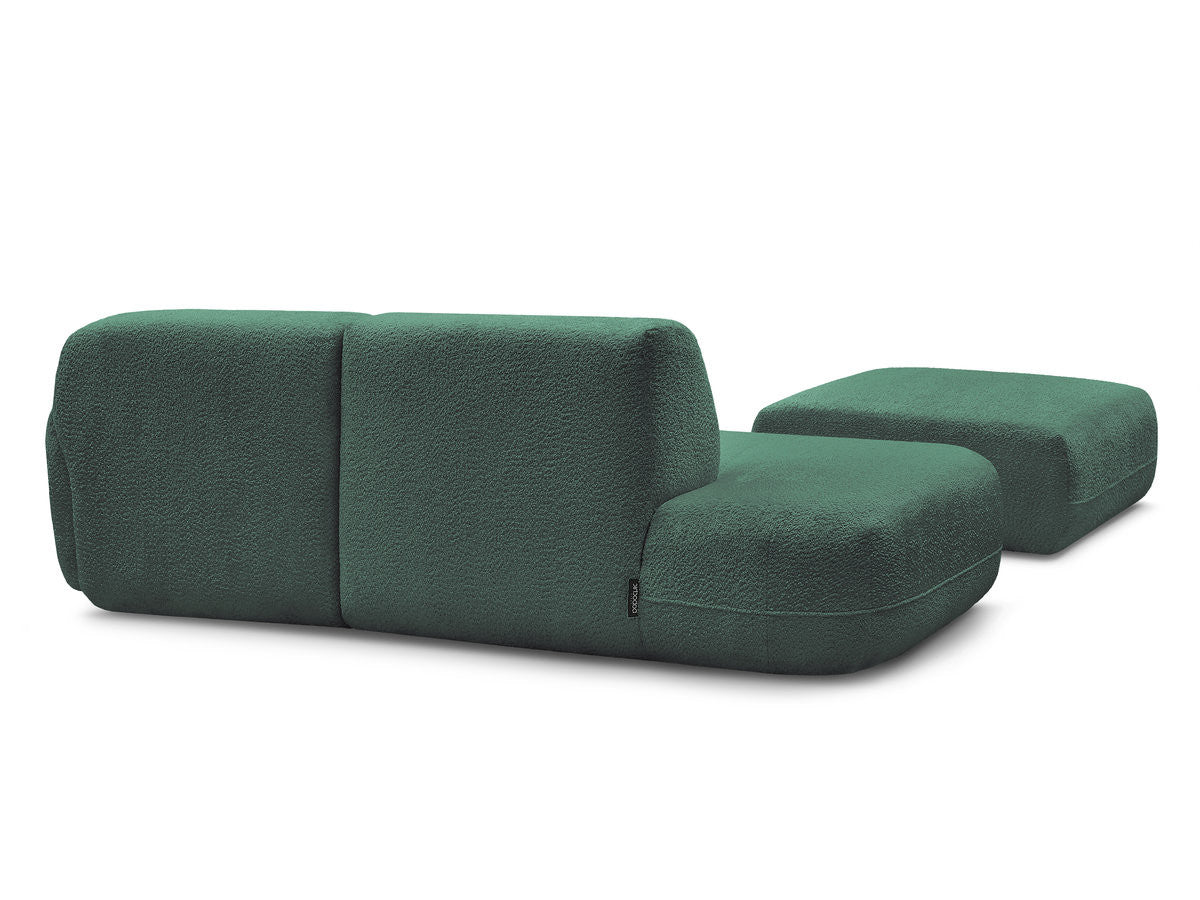 Anda - Modular Fixed Corner Sofa with 1 Chaise Longue, 1 Armless End Unit and 1 Pouffe - Right-Hand Corner