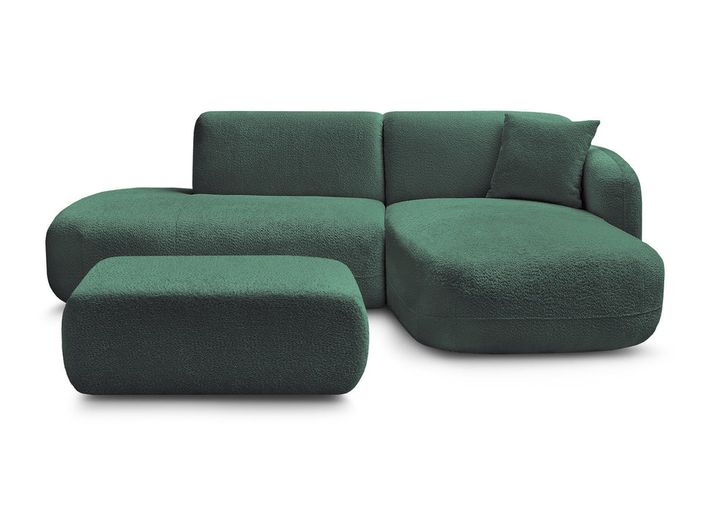 Anda - Modular Fixed Corner Sofa with 1 Chaise Longue, 1 Armless End Unit and 1 Pouffe - Right-Hand Corner