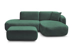 Anda - Modular Fixed Corner Sofa with 1 Chaise Longue, 1 Armless End Unit and 1 Pouffe - Right-Hand Corner
