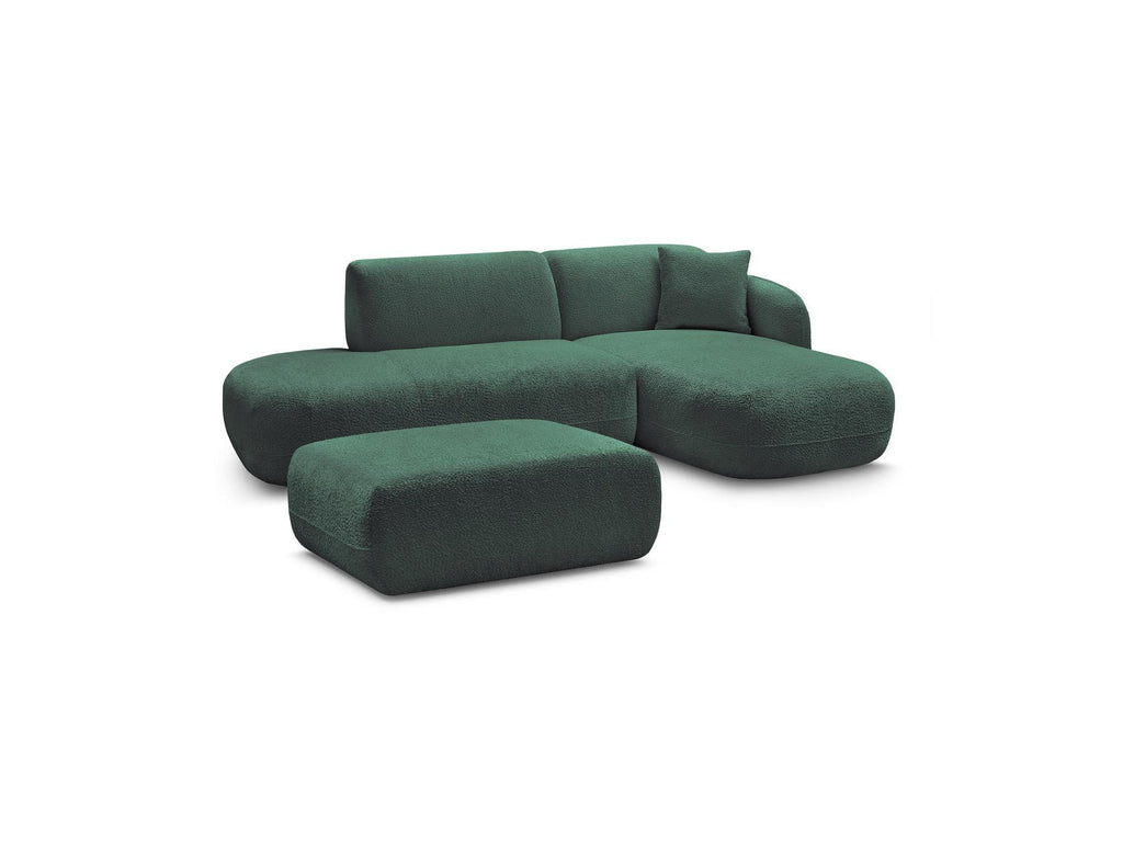 Anda - Modular Fixed Corner Sofa with 1 Chaise Longue, 1 Armless End Unit and 1 Pouffe - Right-Hand Corner