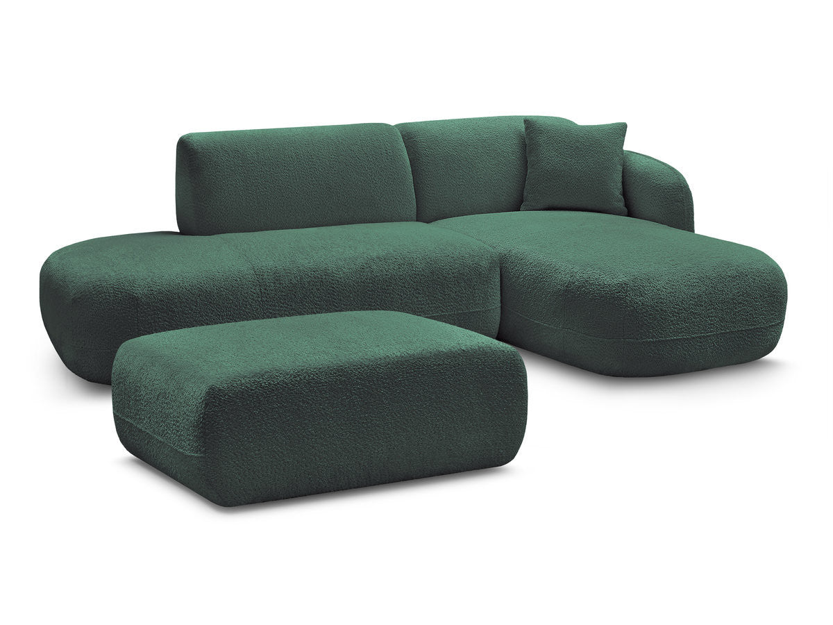 Anda - Modular Fixed Corner Sofa with 1 Chaise Longue, 1 Armless End Unit and 1 Pouffe - Right-Hand Corner