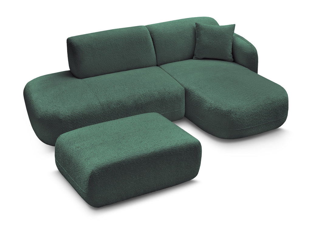 Anda - Modular Fixed Corner Sofa with 1 Chaise Longue, 1 Armless End Unit and 1 Pouffe - Right-Hand Corner