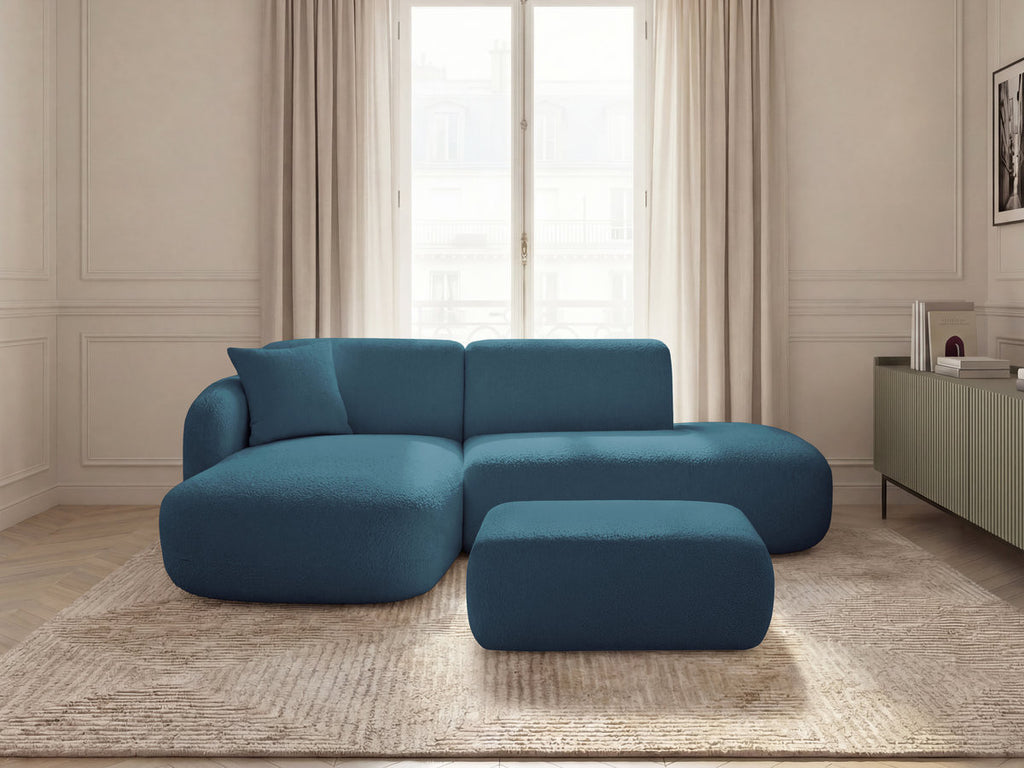 Anda - Modular Fixed Corner Sofa with 1 Chaise Longue, 1 Armless End Unit and 1 Pouffe - Left-Hand Corner