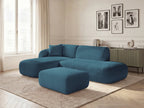 Anda - Modular Fixed Corner Sofa with 1 Chaise Longue, 1 Armless End Unit and 1 Pouffe - Left-Hand Corner