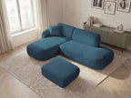 Anda - Modular Fixed Corner Sofa with 1 Chaise Longue, 1 Armless End Unit and 1 Pouffe - Left-Hand Corner