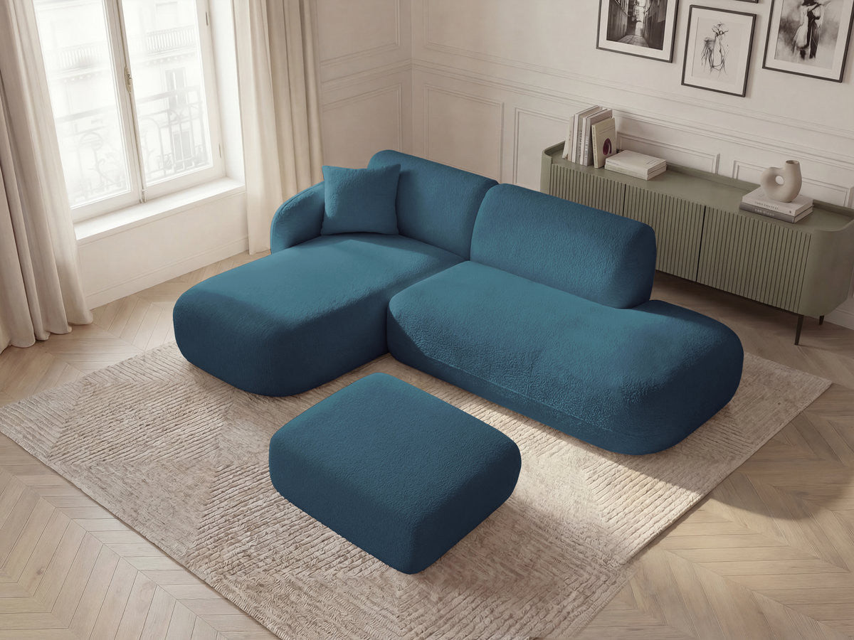 Anda - Modular Fixed Corner Sofa with 1 Chaise Longue, 1 Armless End Unit and 1 Pouffe - Left-Hand Corner